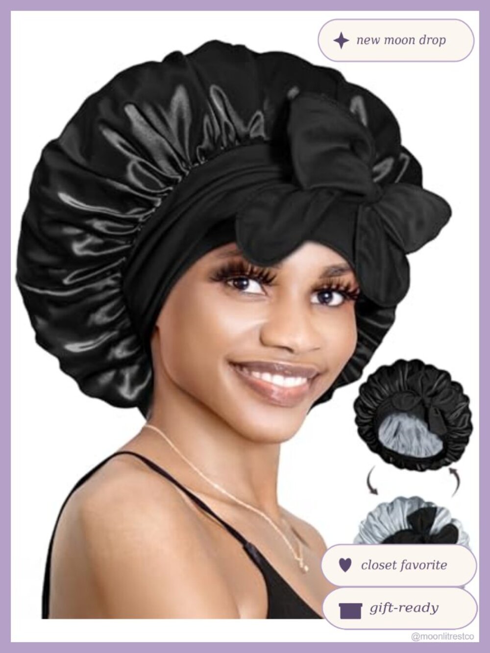 Silk Satin Bonnet for Sleeping Double Layer Tie Hair Wrap Sleep Cap Curly Hair